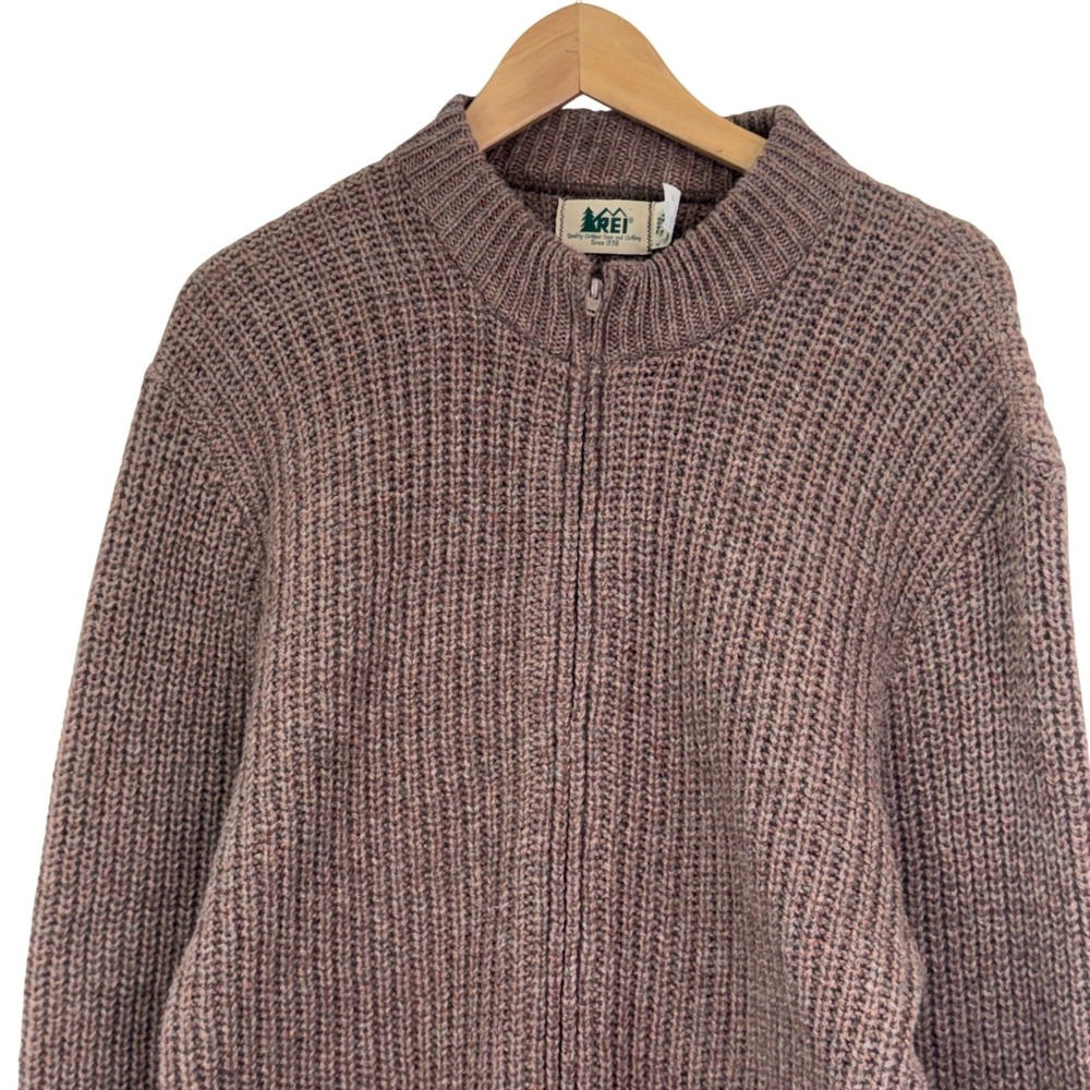 REI Quarter Zip Wool Blend Sweater XL Brown VTG Gorpcore Ribbed Knit Pullover